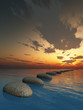rock in night sea
