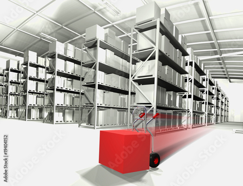 Illustration: store with red box moving store with red box moving