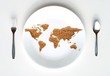 World Map of Grain on Plate World Map of Grain on Plate