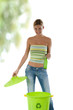 Young woman recycling