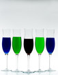 cocktail with various drinks in glasses