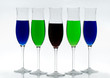 cocktail with various drinks in glasses