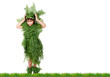 Plant girl on grass isolated Plant girl on grass isolated