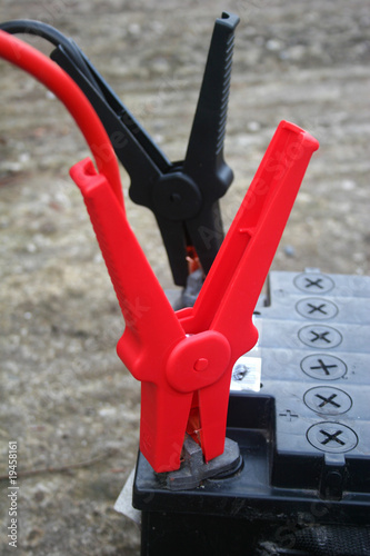 Photo: jump leads on battery jump leads on battery