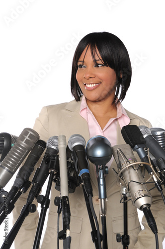 Photo: Woman In front of Microphones Woman In front of Microphones