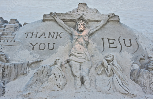 Photo: Jesus Sand Sculpture Jesus Sand Sculpture