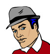 Image : Retro man portrait, vintage pinup style, hat