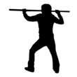 Illustration: Martial Arts Male or Female with Quarter Staff or Bo Silhouette Martial Arts Male or Female with Quarter Staff or Bo Silhouette