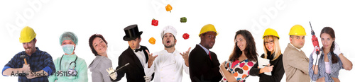 Large group of diversity workers people