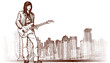 guitarist on grunge background