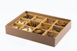 Box of belgian chocolates on a white background