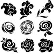 Set of black rose flower design elements Set of black rose flower design elements