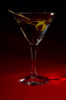 martini glass and olive