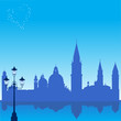 Romantic background with Venice silhouette