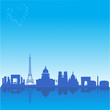Romantic background with Paris silhouette
