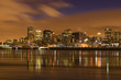 cityscape night scene Montreal Canada river in winter