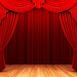 Red velvet curtain opening scene Red velvet curtain opening scene