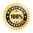 100% money back guarantee label