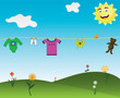 The clothes to dry on the nature