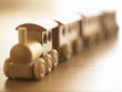Close up of wooden train set
