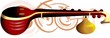music instruments of veena  with brown colour