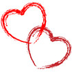 Photo en ligne au meilleur prix Couple of vector artistic hearts on white background.