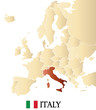 map of europe with marked ITALY map of europe with marked ITALY