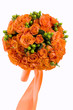 Orange roses in a lush bouquet