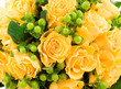 Detail of a yellow roses wedding bouquet