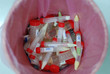disposable tubes in trash can of laboratory