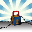 Padlock and chains