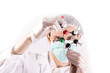 Scientist looking over Atoms