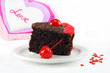 Valentine's chocolate fudge cake with Love and copy space.