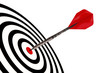 A dart arrow hits its target isolated with clipping path