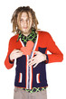 young dreadlock man with red paper heart isolated young dreadlock man with red paper heart isolated