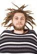young dreadlock man lie isolated young dreadlock man lie isolated