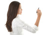 Businesswoman writing on copy space