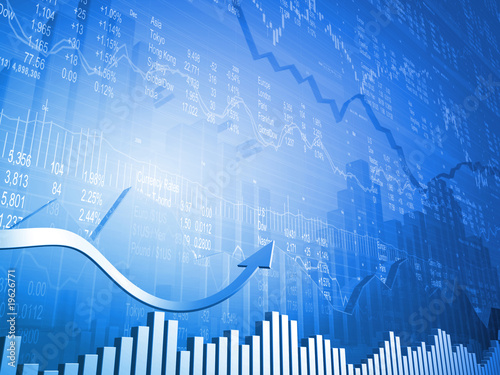 Illustration: Stock Indicators with 3D Up Arrows with Market Quotes Stock Indicators with 3D Up Arrows with Market Quotes