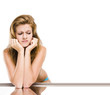 The young funny girl isolated on a white background The young funny girl isolated on a white background