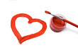 Painting of big red heart over white background
