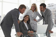 Attractive boss with her team