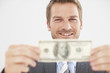 Happy man with a banknote