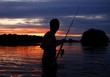 Der Angler in der Sonne