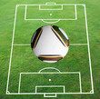 Soccer pitch with world cup football