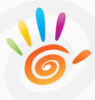 Abstract vector colored spiral hand with fingers.