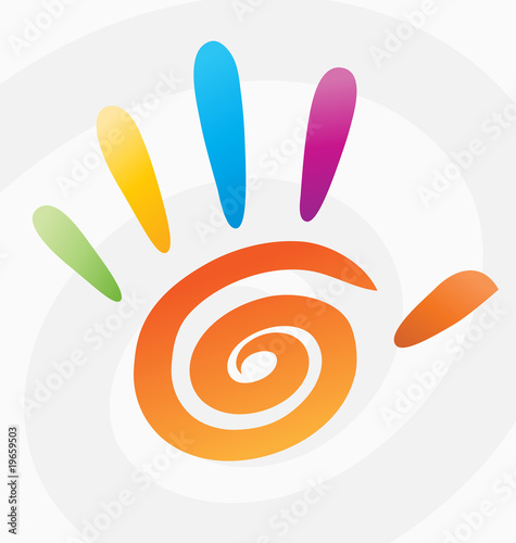 Vecteur : Abstract vector colored spiral hand with fingers. Abstract vector colored spiral hand with fingers.