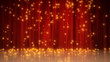 Red curtains with fireworks