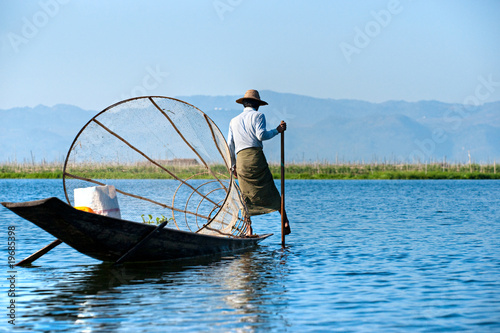 Photo: Fisherman in inle lake, Myanmar. Fisherman in inle lake, Myanmar.
