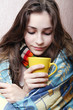 girl sick in bed