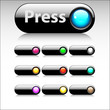 Collection of ten glossy buttons in various colors